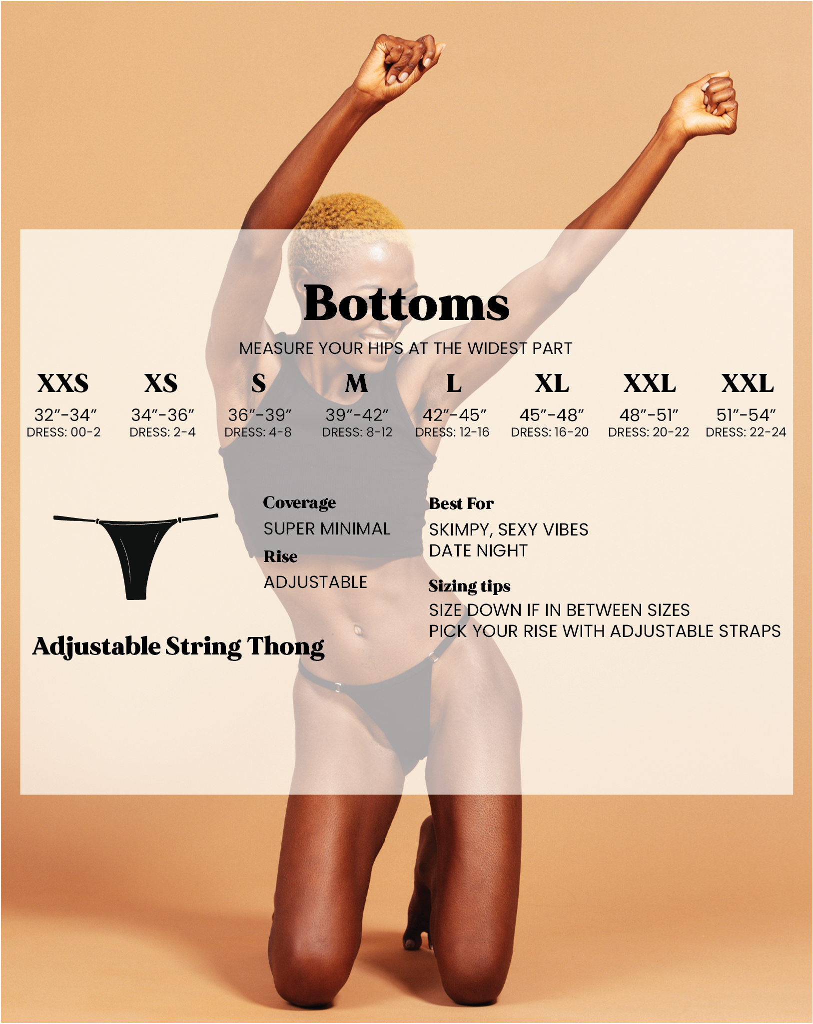 Adjustable String Thong - Black