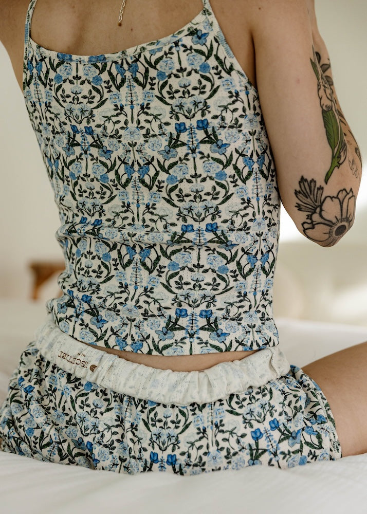 pointelle pj set - ditsy blue